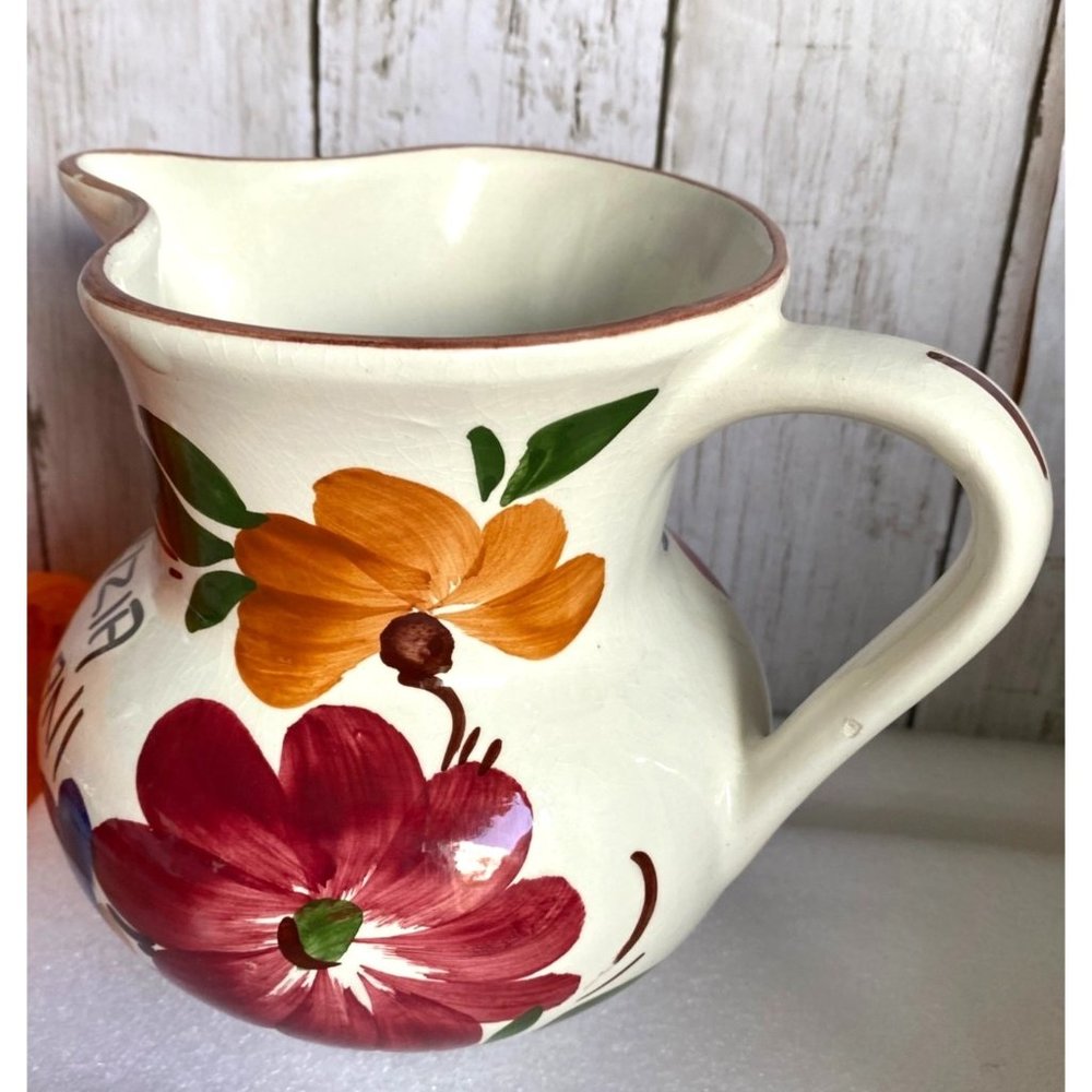Vintage Italy Floral Pitcher handmade, handpeinted Italian